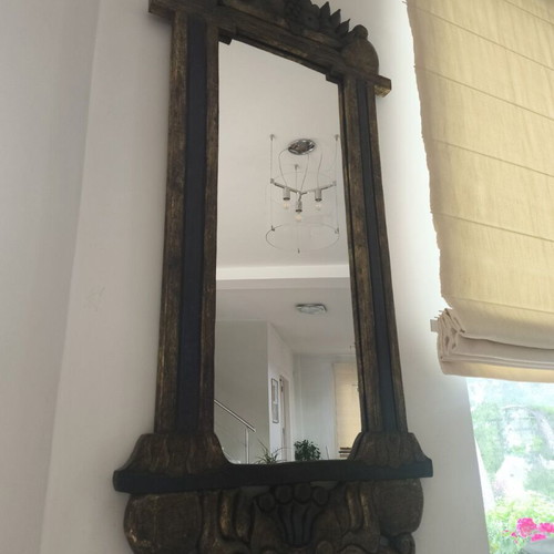 Vintage wall mirror handmade carved solid wood like new
