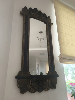 Vintage wall mirror handmade carved solid wood like new