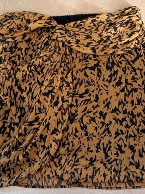 Zara ντραπέ φούστα σε καφέ και μαύρο animal print, μέγεθος M