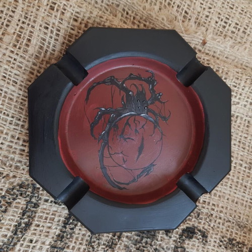Handmade tribal spider ashtray made to order, hand-painted plaster