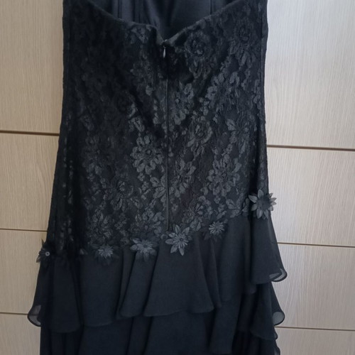Black evening dress used, size L with lace and muslin