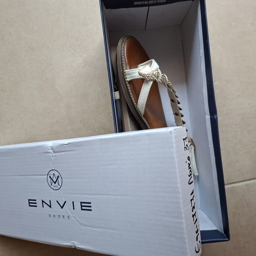 Envie white sandals with gold details, used, size 37