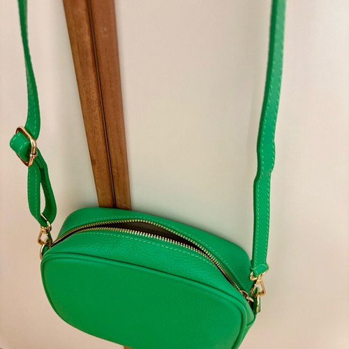 Italian leather crossbody bag green new