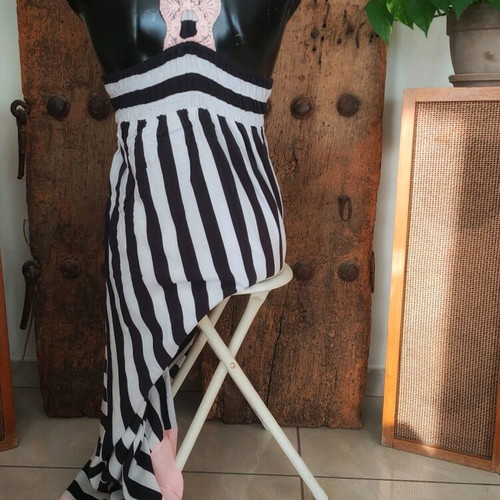 Maxi dress with striped halter like new, multicolored