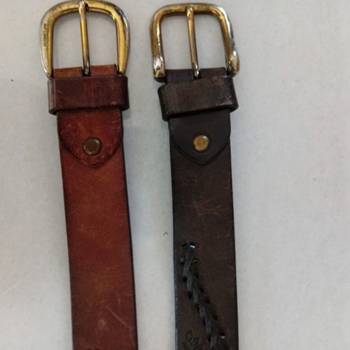 Leather belts unisex used, black and brown, size 105 cm