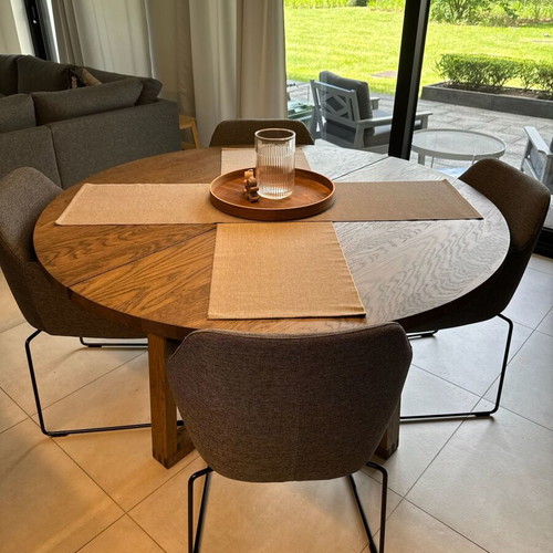 IKEA TOSSBERG dining set with round oak table and 4 chairs