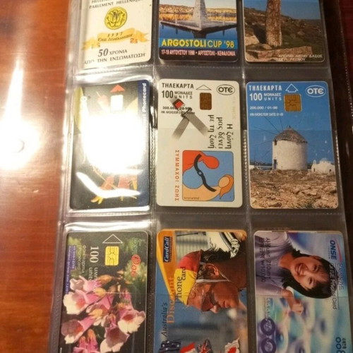 Phone card album like new, 75 cards from various countries and Greece