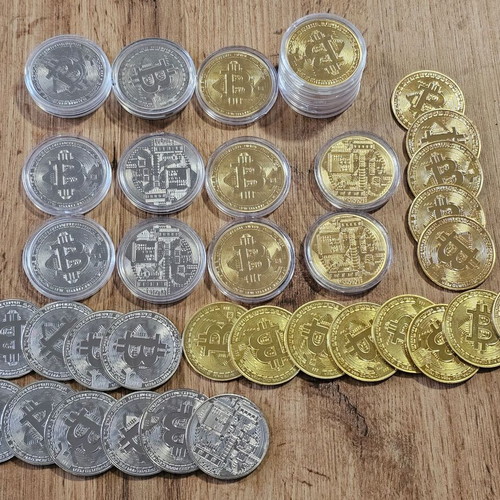 Bitcoin coin new, souvenir collectible, gold and silver plated