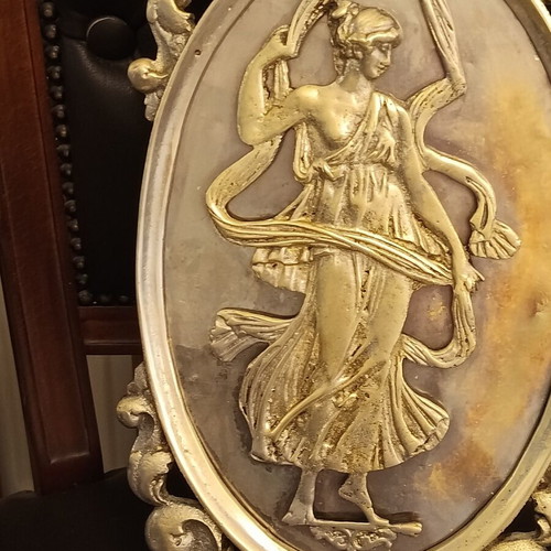Brass Door Crest with Goddess Aphrodite, like new, 1910s