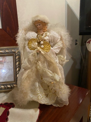 Decorative glass doll angel design like new with plastic base