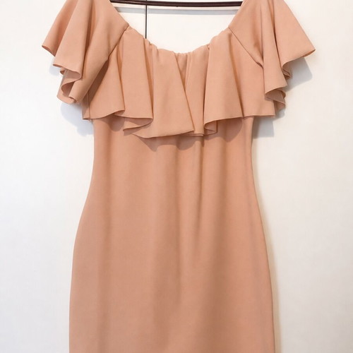 Dress pink nude with ruffles new, one size