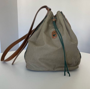 Delsey τσάντα πουγκί L χακί μπεζ καφέ vintage 1990s