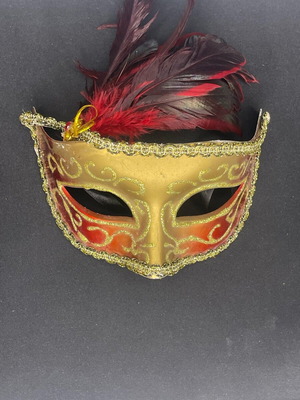 Venetian masquerade mask red with gold glitter like new