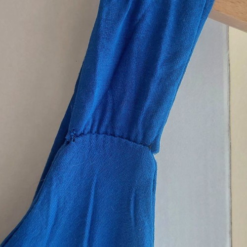 Italian cotton blouse, size Small, electric blue, front zip