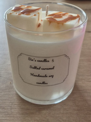 Handmade soy candle with salted caramel scent new