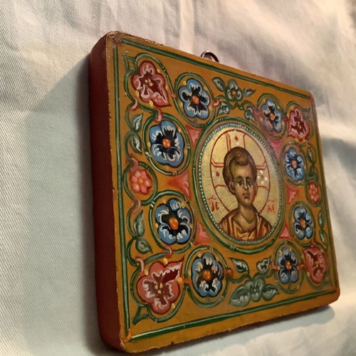 Byzantine Icon Christ with Decorative Miniature, Like New