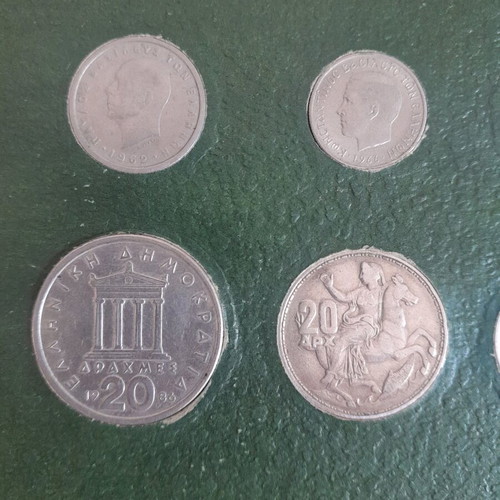 Coins used in old Greek coins card