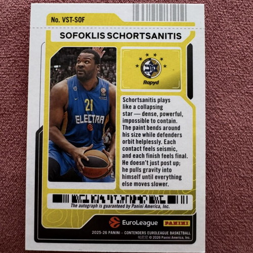 Sofoklis Schortsanitis Auto Panini Contenders Euroleague 2025-26 like new