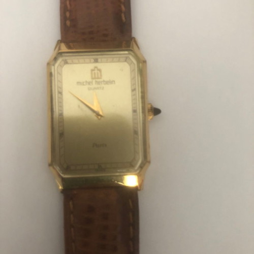 Michel Herbelin quartz watch used gold-plated with sapphire