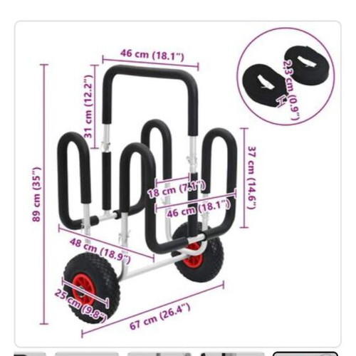 Sup cart for 2 surfboards 90cm aluminum frame