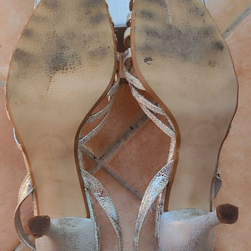 Classico Donna silver leather sandals size 39 used, evening wedding shoes