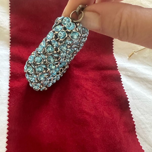 Bracelet with blue crystals used, mesh style