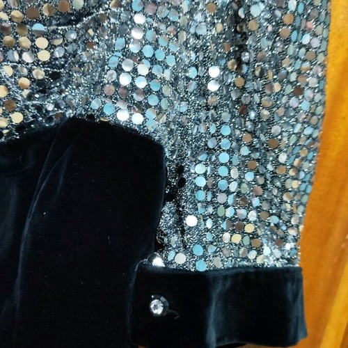 Black velvet dress with sequins on sleeves and bust like new