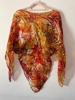 Tropical Sheer Poncho like new with sequins and floral print