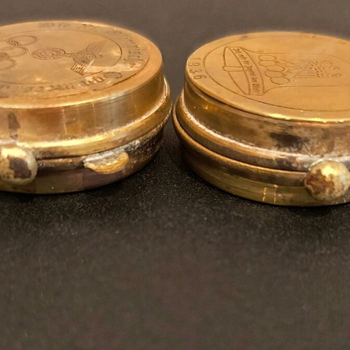 Vintage compass cases from 1936 Olympic Games used, set of 2