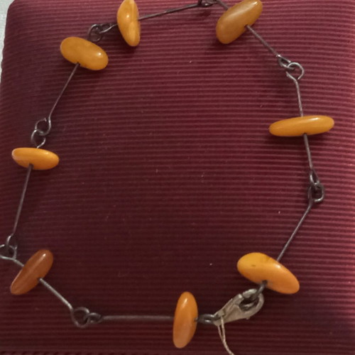 Silver 925 bracelet from Russia with vintage amber, used