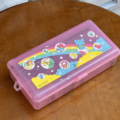 Sanrio Rainbow Circus vintage pencil case, made in Japan 1983–1984
