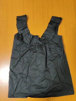 ZARA Top women's S black with ruffles used, cotton