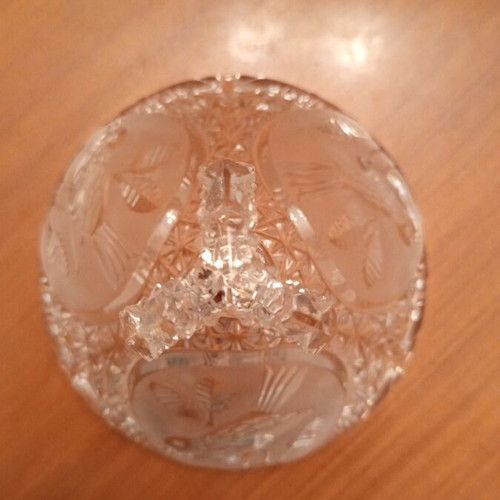 Hofbauer Byrdes vintage lead crystal fondue pot and bowl/ashtray set