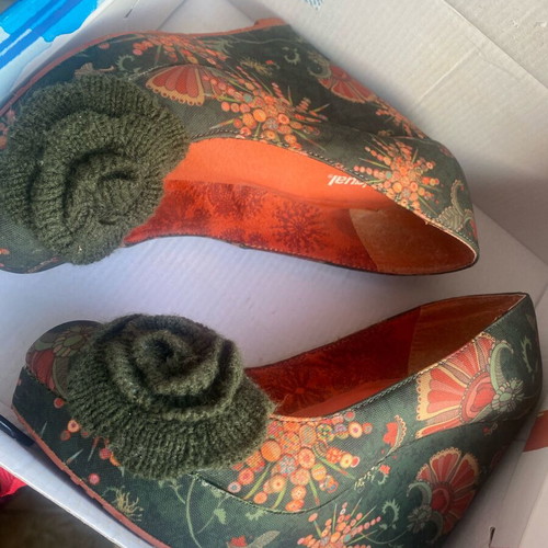 Desigual platform sandals 12 cm new, green and orange