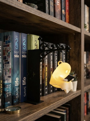 3D Printed Ghost Bookend Lamp New, Cozy Spooky Decor
