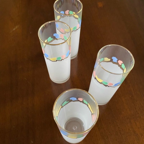 Pierre Cardin vintage glasses set of 4, new with gold details