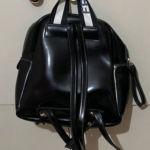 FRNC backpack used, black and white eco leather and nylon