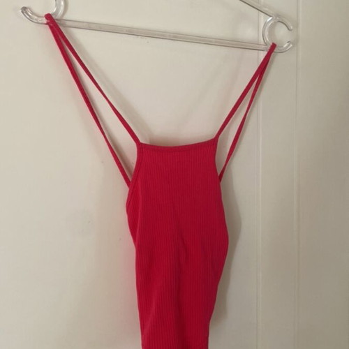 Pink top with open back and tie, like new