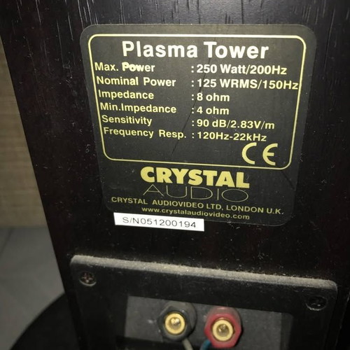Crystal Audio Plasma Tower 4 floor speakers with THX-10SUBt subwoofer used