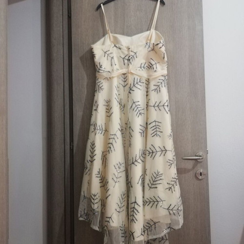 Formal dress with lining, adjustable straps, white and black