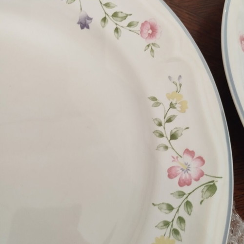 English Garden vintage dinner plates set of 8, 27cm, genuine stoneware