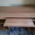 Computer desk used, wood, 140x70x76 cm, drawer and shelves