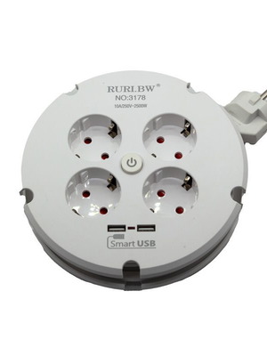 Πολυπρίζο SmartPower 4 θέσεων με διακόπτη, 2 θύρες USB και καλώδιο 1.5m