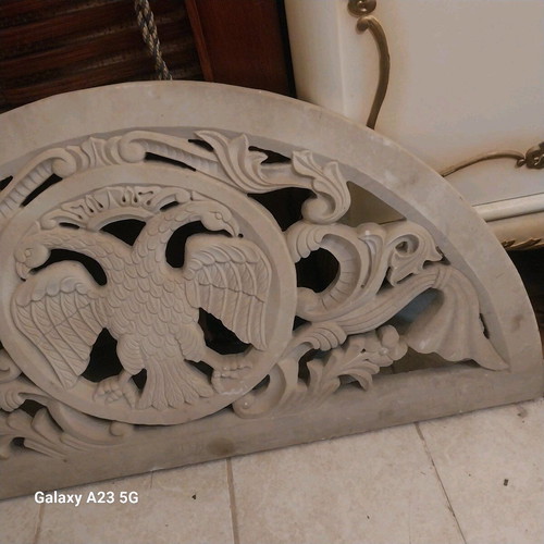 Handmade Tinos marble lintel transom art piece