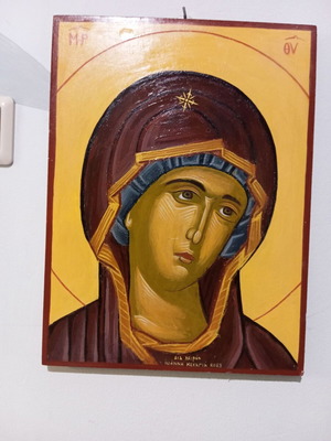 Hand-painted icon of Virgin Mary on wood 30x40 cm new