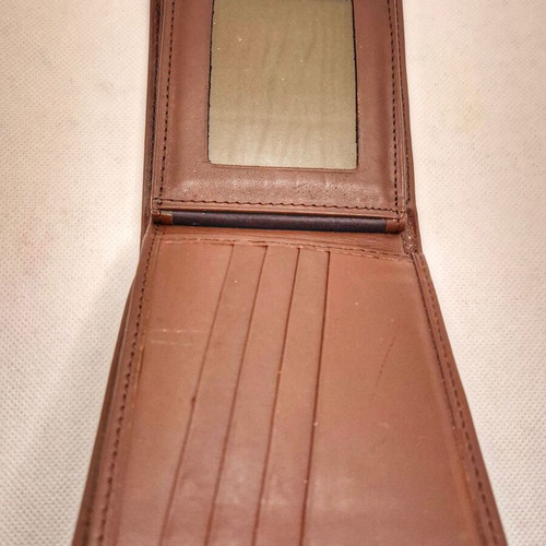 Men's leather wallet made of Argentinian leather, brown, new