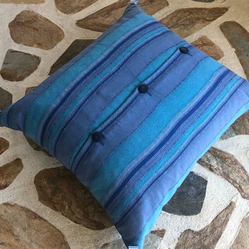 Big blue handmade floor pouf new
