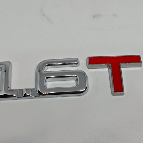 Metal Turbo 1.6T Car Emblem chrome with red, like new