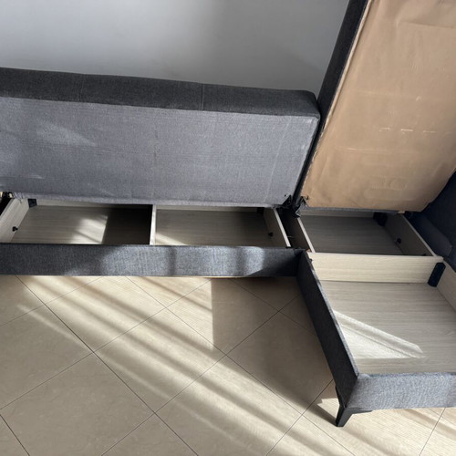 Corner sofa bed gray with storage, used