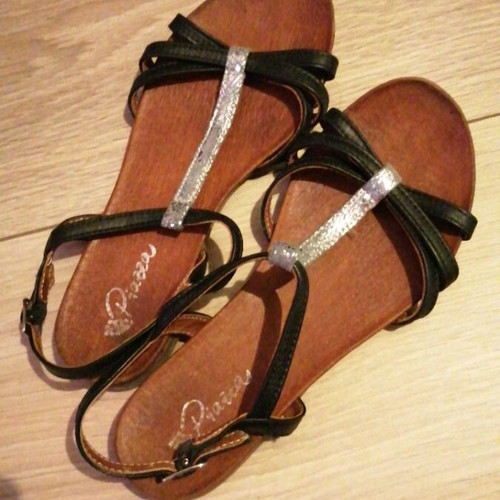 Piazza sandals size 37 used, black, hard sole